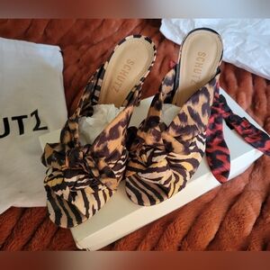 Schutz X Adriana Lima Mule In Zebra Print